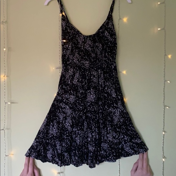 Black dress with white Polka dots and front tie - Picture 2 of 3